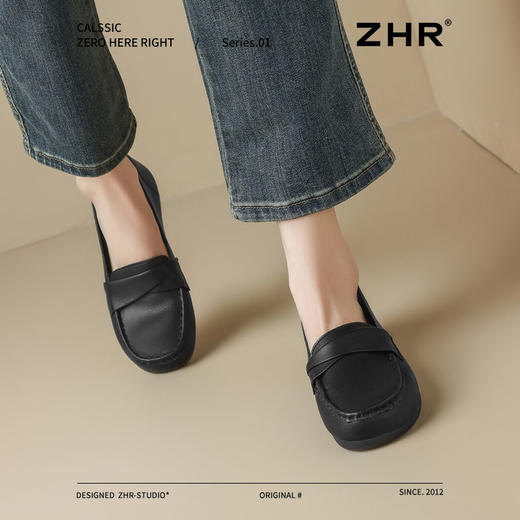 ZHR则则软底豆豆鞋百搭平底单鞋2025新款一脚蹬乐福鞋黑色通勤鞋 商品图6