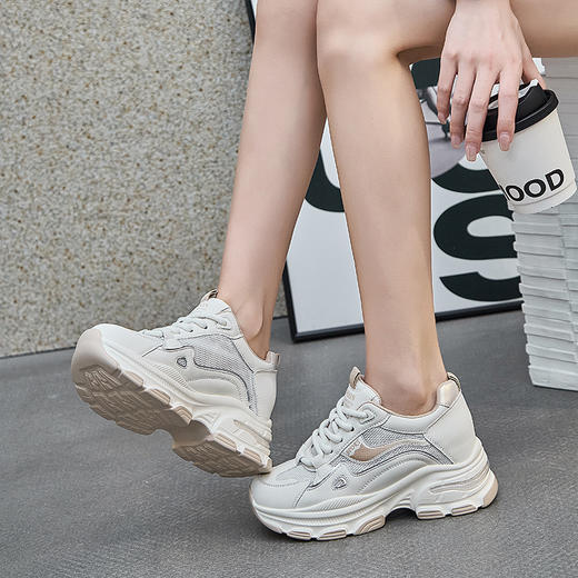 经典鲨女鞋2025年春季新款网状透气舒适平底跑步休闲鞋老爹鞋KW160-517081 商品图1