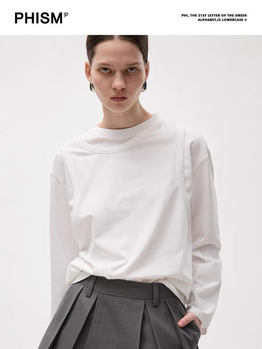 不规则假两件长T 商品图0