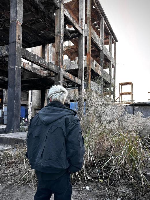 B家 重工糜烂水洗大破坏棉服bomber夹克外套 商品图2