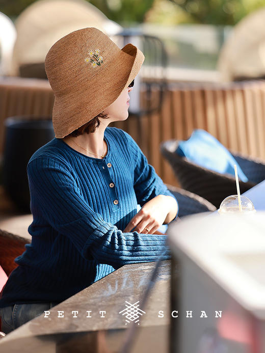 PETIT SCHAN小闪 CLO#728 Invisible 无形 桑蚕丝棉麻竖坑条可打底可外穿四季款亨利领针织衫 商品图2