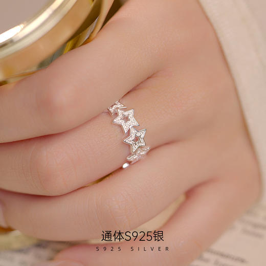 【星辰醉卧】S925银镂空星星开口戒指【BF-RS3060】 商品图1