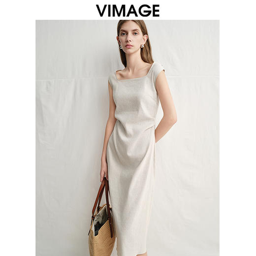 VIMAGE纬漫纪修身显瘦收腰a字小众设计无袖连衣裙2025夏新款V2307906 商品图1