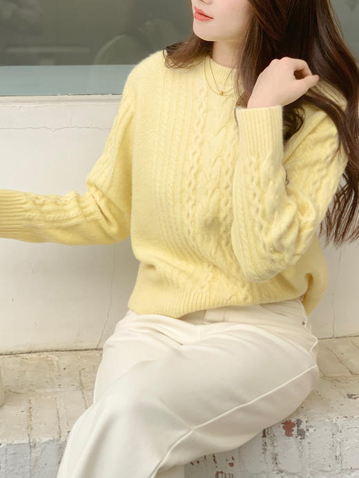 【百图lulu定制】【迎春羊绒衫】羊毛+羊绒  圆领针织套头衫 吉祥迎春花色 商品图6