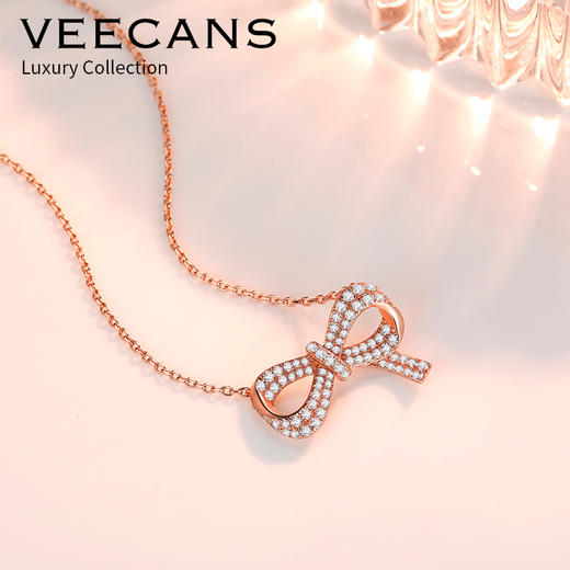 Veecans 蝴蝶结玫瑰金项链·镶嵌SW锆石  N3010-SR1W1 商品图2