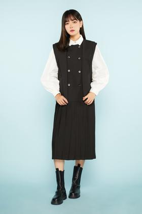 ANSUABEL 披肩马甲式压褶连衣裙 11489