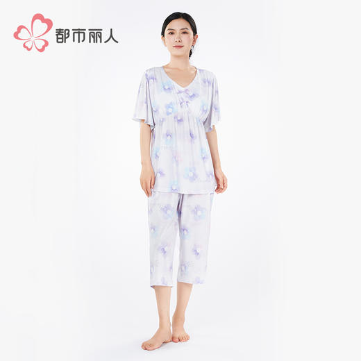 都市丽人女士正价棉质短袖套装薄抗皱绵会员精选短袖类LHH2H7 商品图1