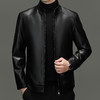 红览 皮衣男中年秋冬短款皮夹克男士商务休闲加绒加大码皮皮衣外套5ZF-2952 商品缩略图1