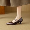 【预售5天】英伦风双条带小猫跟尖头浅口高跟鞋牛皮里外全皮时尚单鞋DB&M6167 商品缩略图1