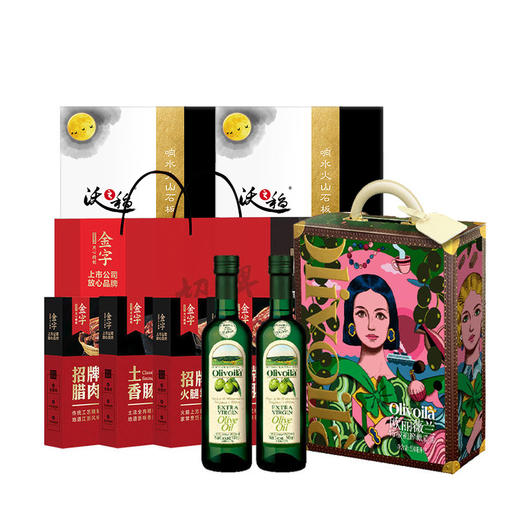 （分三个包裹）沃之稻贡享响水火山石板田稻花香(2.5kg纸盒)*2+欧丽薇兰特级初榨橄榄油500ml*2礼盒+金字招牌味道火腿香肠腊肉腊味礼盒*1【YGYL8.0】 商品图0