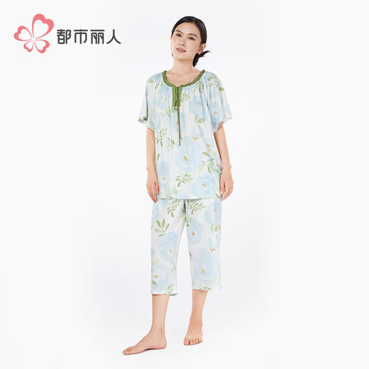 都市丽人女士正价棉质短袖套装薄抗皱绵好睡好眠短袖类LHH2C7 商品图1