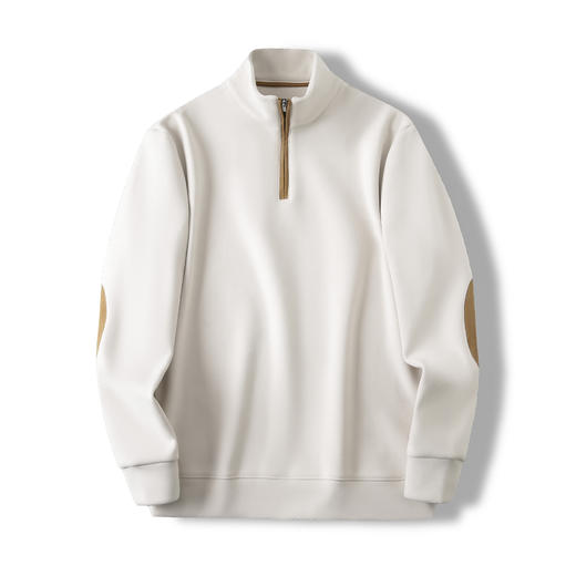 设计师高货！2025双面暖绒麂皮绒拼接春季男士休闲半拉链卫衣！ 商品图3