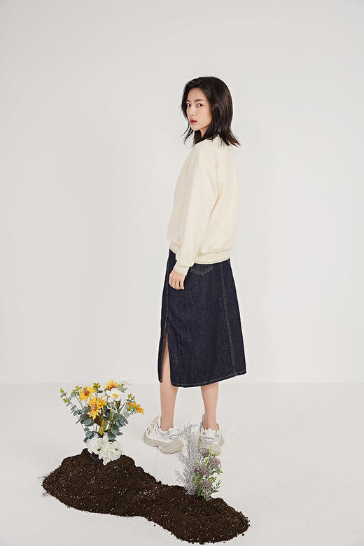 NUTS春季新品时尚短款开叉水洗牛仔半裙女211065102 商品图7