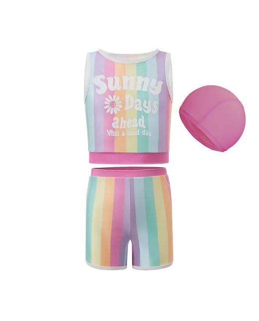 【春上新】8楼爱慕儿童Aimer Kids女孩3件装-缤纷彩虹背心短裤分身泳衣套装AK167H311，吊牌价480元 商品图4