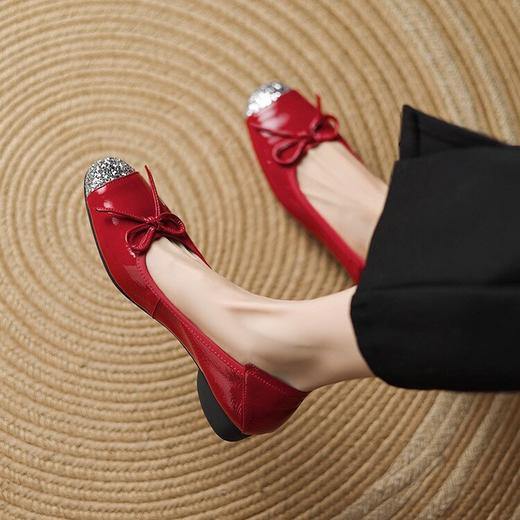 【预售5天】法式气质蝴蝶结玛丽珍单鞋2025新款平跟头层羊漆皮超软时尚休闲鞋LD&7271 商品图4