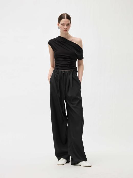 斜肩弹力短T 商品图0