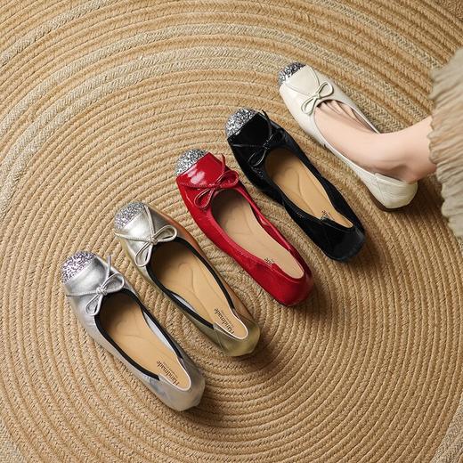 【预售5天】法式气质蝴蝶结玛丽珍单鞋2025新款平跟头层羊漆皮超软时尚休闲鞋LD&7271 商品图2