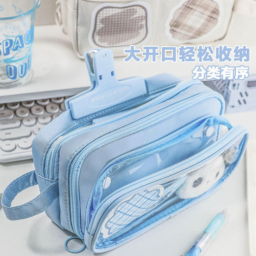 【多功能分区大容量笔袋】痛包笔袋ins高颜值透明韩国女文具盒简约小学生高级感文具。ry 商品图2