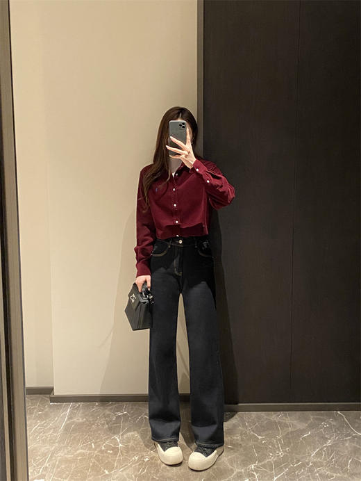 2025复古老钱风小马刺绣棉质灯芯绒长袖衬衫衬衣上衣外套女秋冬款！ 商品图6