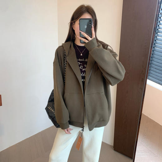 M系 2025云朵加厚保暖廓形宽松连帽落肩口袋纯色辣椒卫衣！ 商品图1