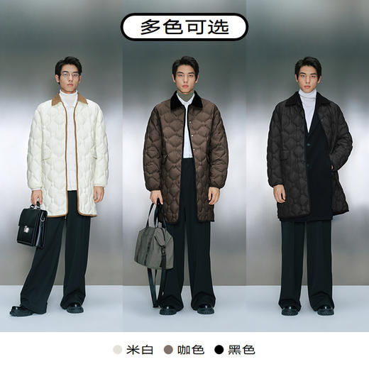 GXG男装 零压多色三防格形轻柔长款翻领羽绒服    冬季热卖羽绒服 商品图3