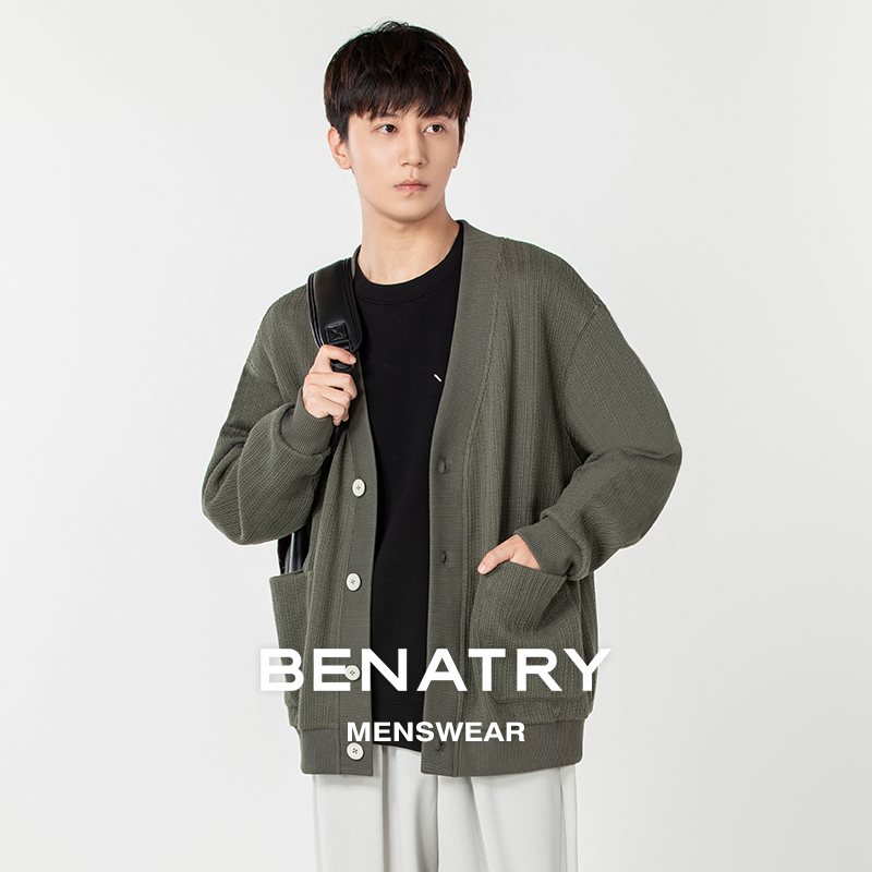 贝纳川百搭V领男士开衫外套ECP316002