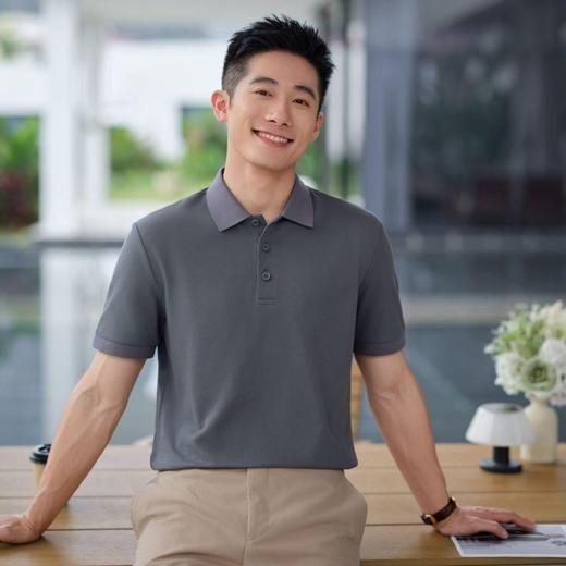 低碳长绒棉翻领短袖男女同款polo衫   HLS-GS82001 商品图0