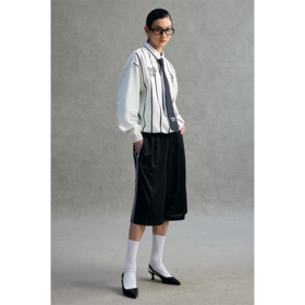 GOODBAI 粗体23 logo印花条纹圆领oversize卫衣