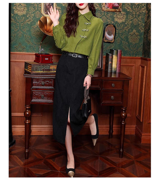 裁缝学苑AS424设计感盘扣不对称衬衫纸样女装新款长袖衬衣港风上衣样板 商品图7