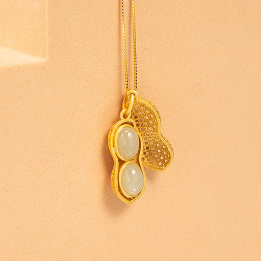 【女神的饰品】沐银时代S925银好事花生和田玉项链 做幸运女神 好事围绕 商品图0