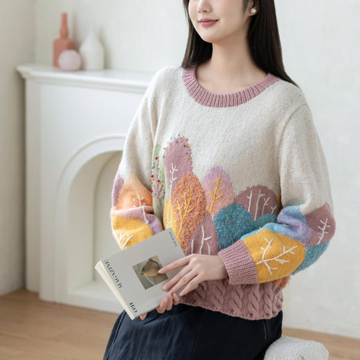 苏苏姐家森林嵌花毛衣手工diy棒针编织衣服毛线团自制材料包 商品图2