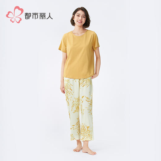 都市丽人女士棉质短袖套装薄TC拉架+梭织人棉生活家居短袖类LHH2C6 商品图1