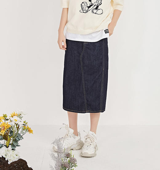 NUTS春季新品时尚短款开叉水洗牛仔半裙女211065102 商品图0