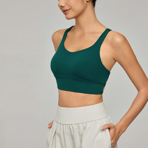 【限时秒】YOGACODE【火树银花系列】凉感运动背心女带胸垫性感交叉美背文胸DWB115040 商品图3