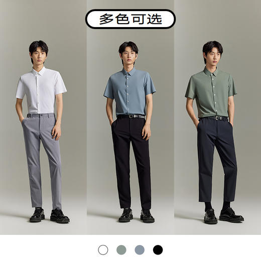 GXG男装  多色简约大气百搭免烫短袖衬衫  夏季热卖衬衫 商品图3