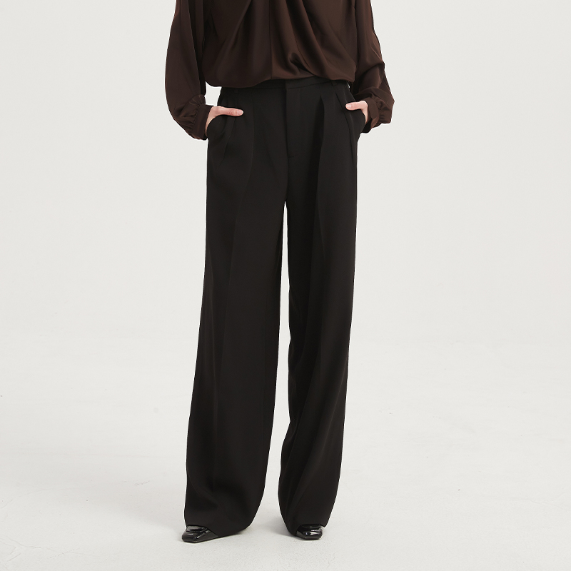 【2件9折】【Petit Bari】(多色)直筒阔腿休闲长裤简约通勤风显瘦百搭高腰