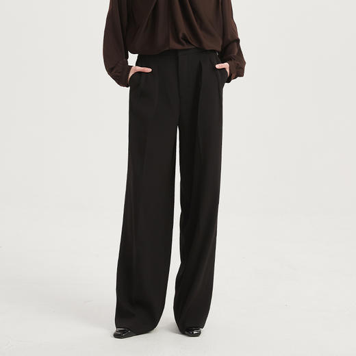 【2件9折】【Petit Bari】(多色)直筒阔腿休闲长裤简约通勤风显瘦百搭高腰 商品图0