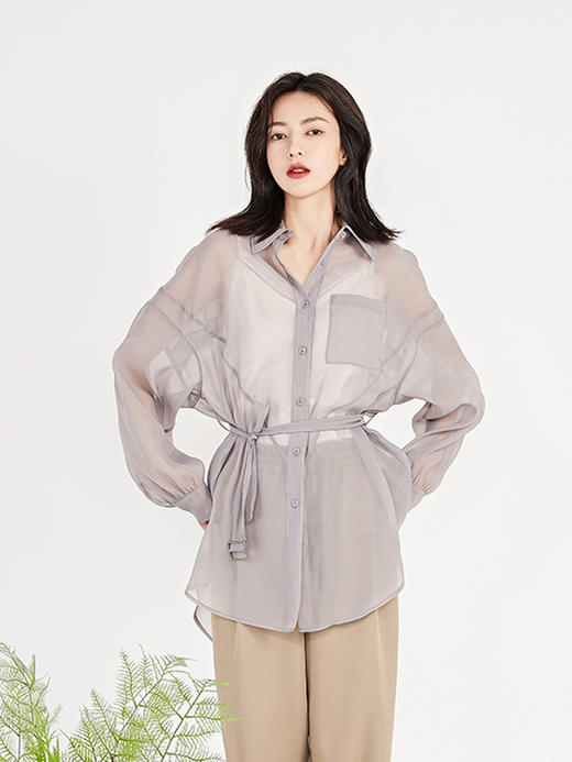 NUTS春季新品时尚气质修身优雅通勤百搭长袖衬衫女211013081 商品图0