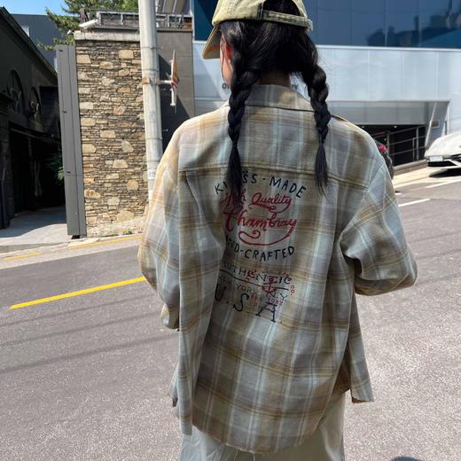 顺丰包邮洛诗琳43929男女同款美式复古格纹印花休闲衬衫462 商品图4