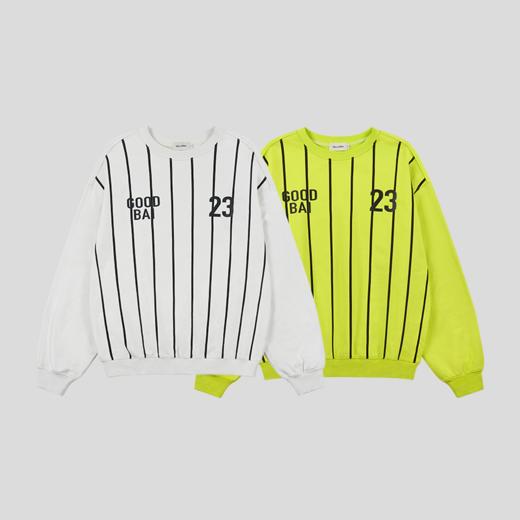 GOODBAI 粗体23 logo印花条纹圆领oversize卫衣 商品图1