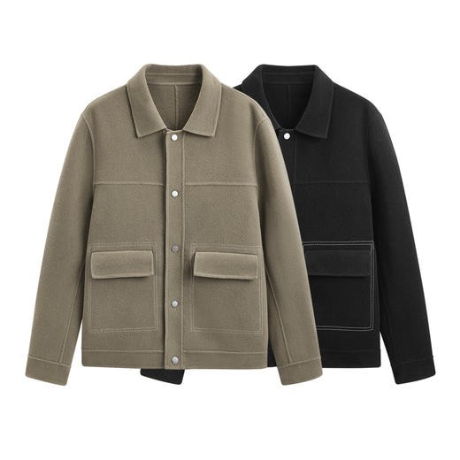 GXG男装 多色含羊毛简约基础休闲短大衣外套  冬季热卖气质大衣 商品图4