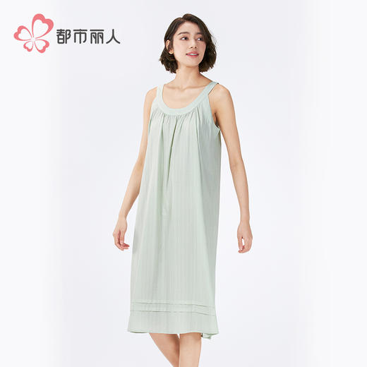 都市丽人女士梭织棉吊带裙薄梭织提花生活家居袖类LHH6C9 商品图2