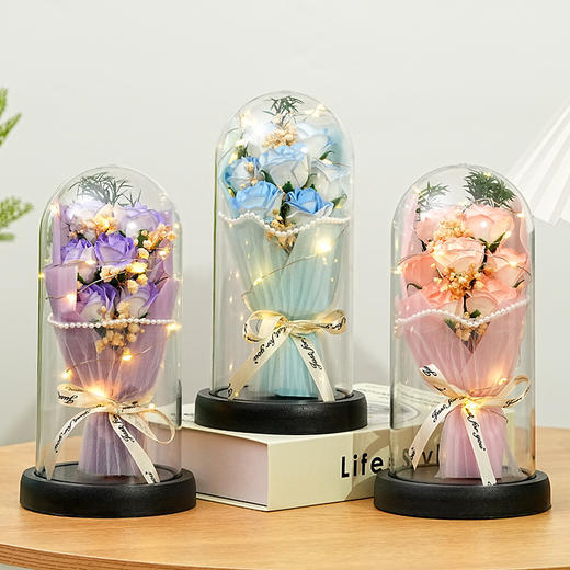 【幸福永恒，干花永生花束成品】三八节，独爱你。高级感干花束成品，满天星点缀香皂花，情人节送女友，静谧永生缭绕心间。 商品图0