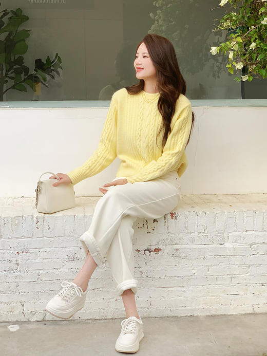 【百图lulu定制】【迎春羊绒衫】羊毛+羊绒  圆领针织套头衫 吉祥迎春花色 商品图2