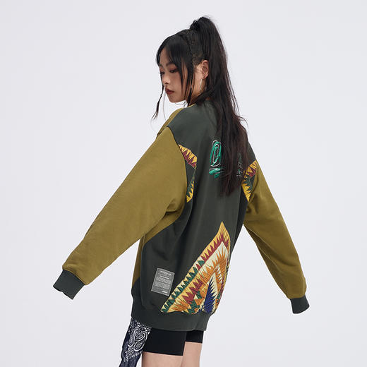 ONIARAI/鬼洗 史前部落织物印綉花拼布卫衣 A240012 商品图3