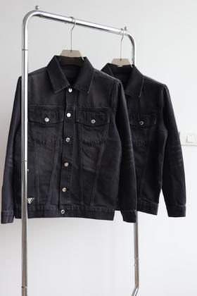 新款P.R.D 12安黑色重洗水做旧牛仔夹克外套 WT822