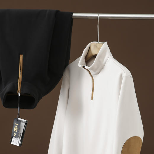 设计师高货！2025双面暖绒麂皮绒拼接春季男士休闲半拉链卫衣！ 商品图1