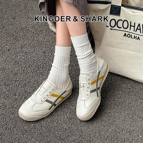 经典鲨女鞋2025年春季新款时尚拼色平底舒适一脚蹬跑步休闲鞋KW48-517011