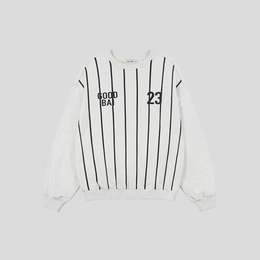 GOODBAI 粗体23 logo印花条纹圆领oversize卫衣 商品图2