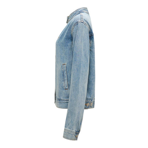 【2件9折】【Petit Bari】复古利落立领牛仔外套长袖浅蓝色宽松 商品图2